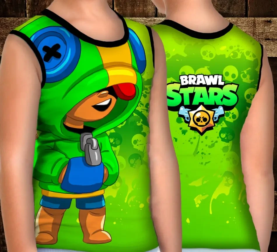 Майка хуліганка з 3D принтом: Леон Обличчя. Бравл Старс ВСІ Розміри Преміум тканина