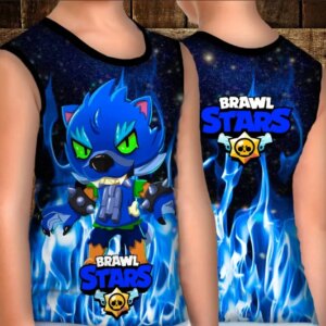 Майка хуліганка 3D Leon Brawler in Blue Fire ВСІ Розміри Преміум тканина