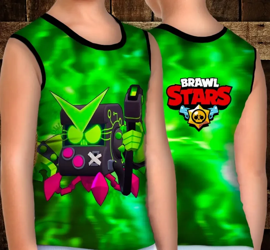 Майка хуліганка з 3D принтом: 8 Bit Virus.Бравл Старс ВСІ Розміри Преміум тканина