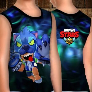 Майка хуліганка з 3D принтом: Леон Перевертень. Бравл Старс ВСІ Розміри Преміум тканина