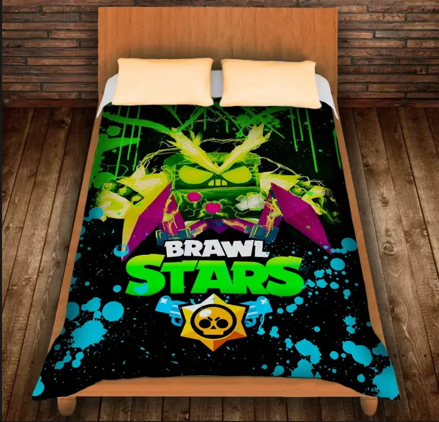 Плед з 3D принтом-Бравл Старс Вірус Неон 150х200 см.