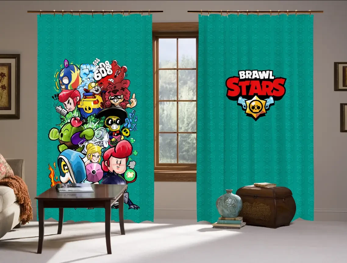 Штори 3D Бравл старс Арт бірюза