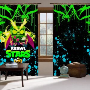 Штори 3D Бравл старс Вірус неон