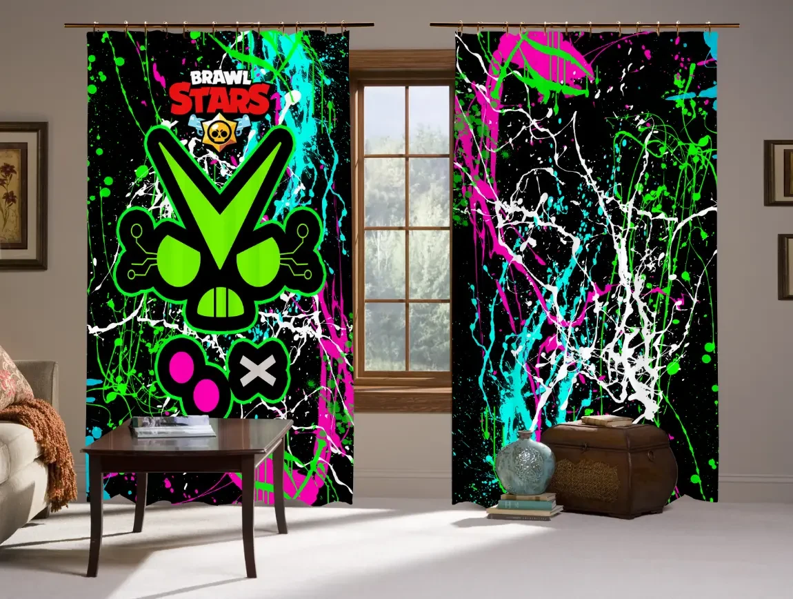 Штори 3D Бравл старс Вірус face