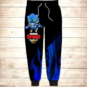 Штани 3D Бравлер Леон і Синій вогонь / Leon in Blue Fire ВСІ Розміри Преміум тканина