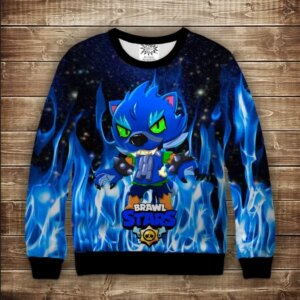 Світшот 3D Leon Werewolf in blue fire ВСІ Розміри Преміум тканина