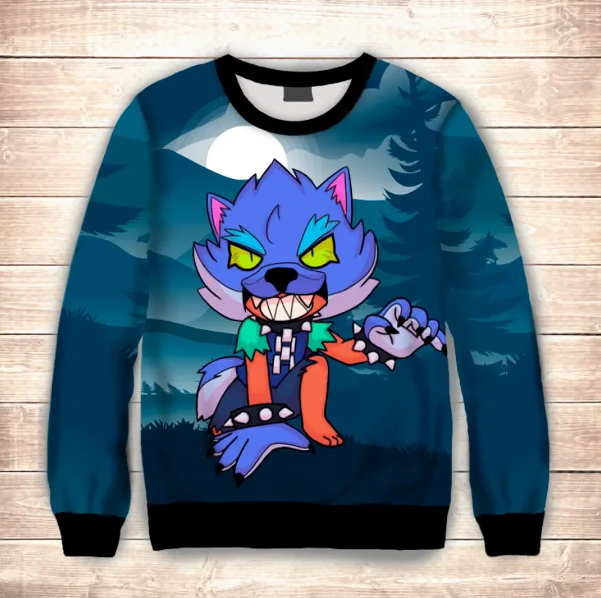 Світшот 3D Leon Werewolf with moon ВСІ Розміри Преміум тканина