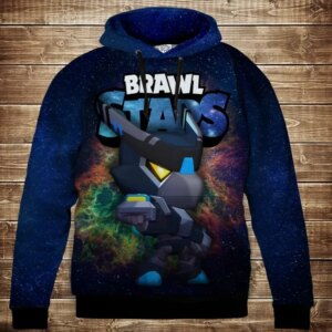 Толстівка 3D Бравл Старс Ворон Меха чорний серія Космос ВСІ Розміри Преміум тканина