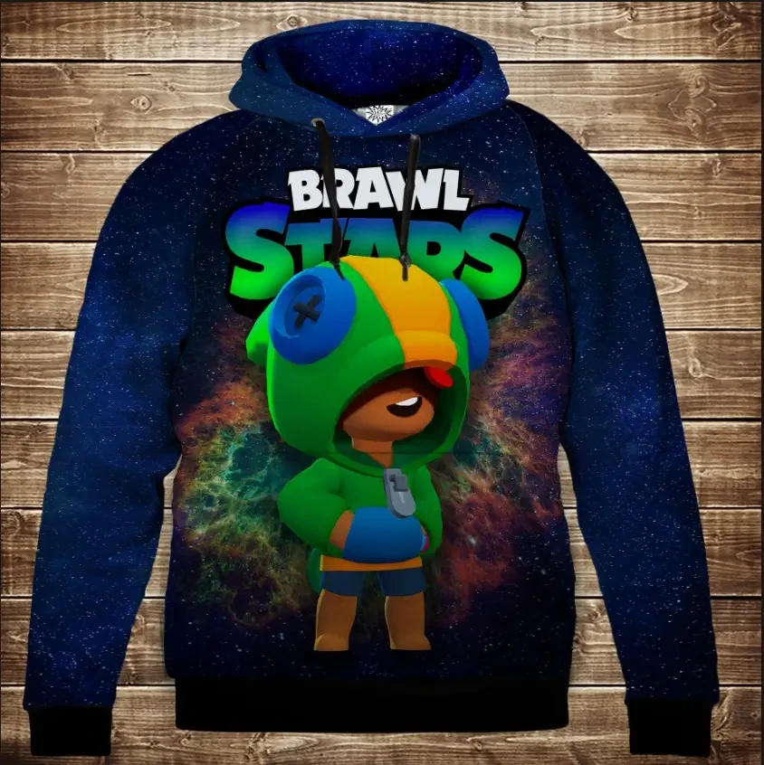 Толстівка 3D Бравл Старс Леон серія Космос ВСІ Розміри Преміум тканина