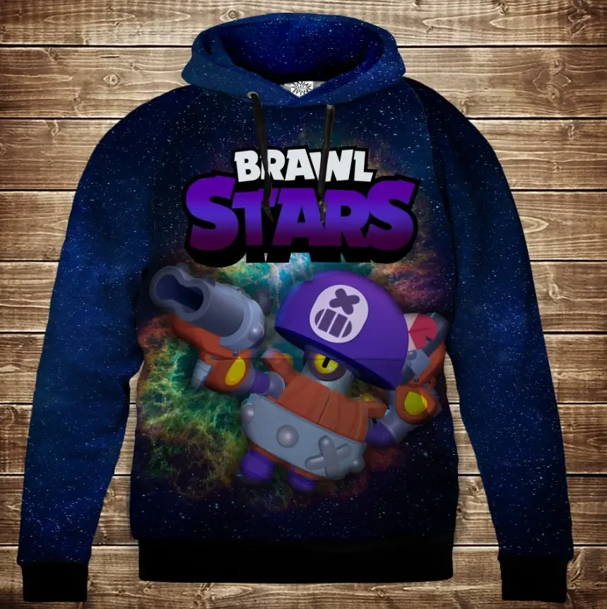 Толстівка 3D Бравл Старс Деріл серія Космос ВСІ Розміри Преміум тканина