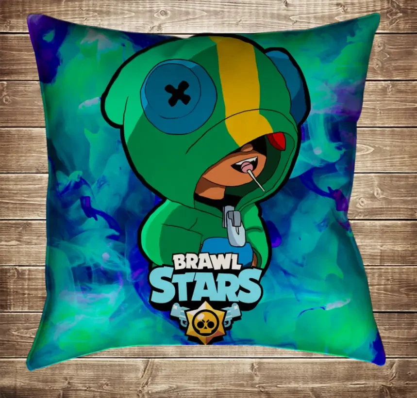 Подушка 3D-Бравл Старс Леон Кольоровий Смог