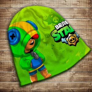 Шапка з 3D принтом Бравл Старс Leon Face Всі розміри всі сезони. ВСІ Розміри