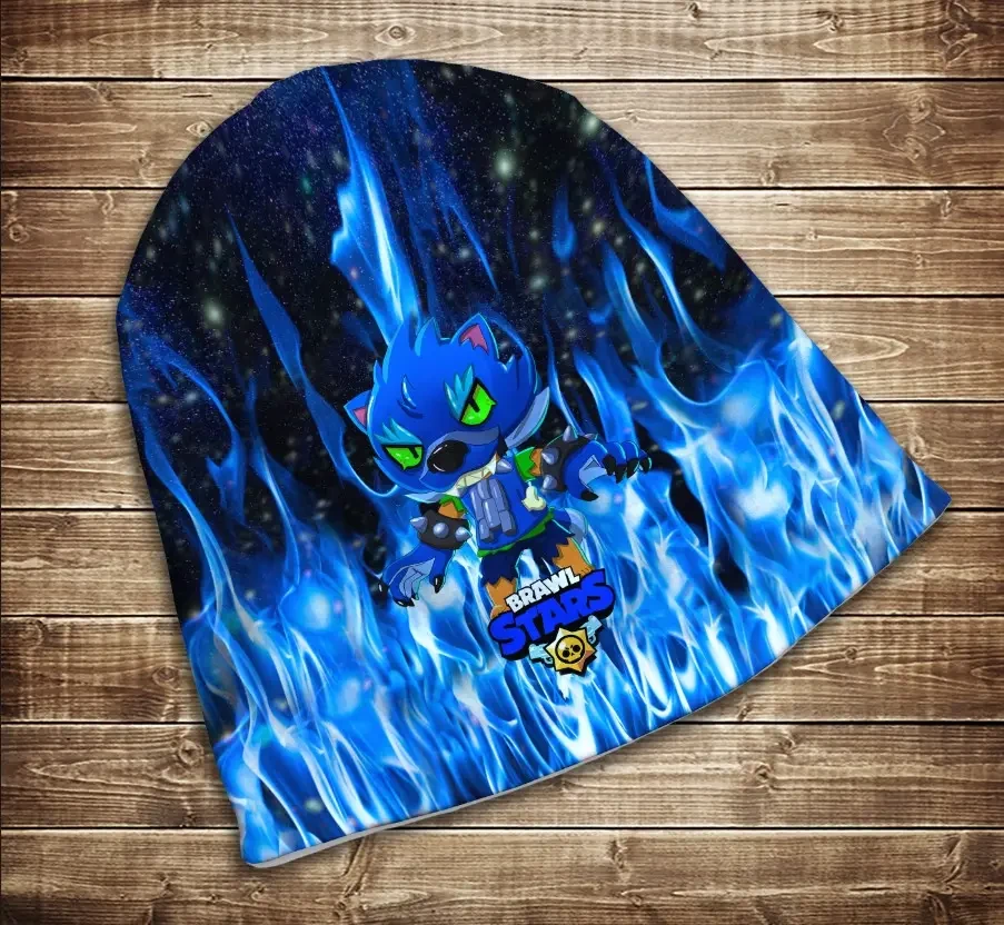 Шапка з 3D принтом Leon Синій вогонь Всі розміри всі сезони. ВСІ Розміри