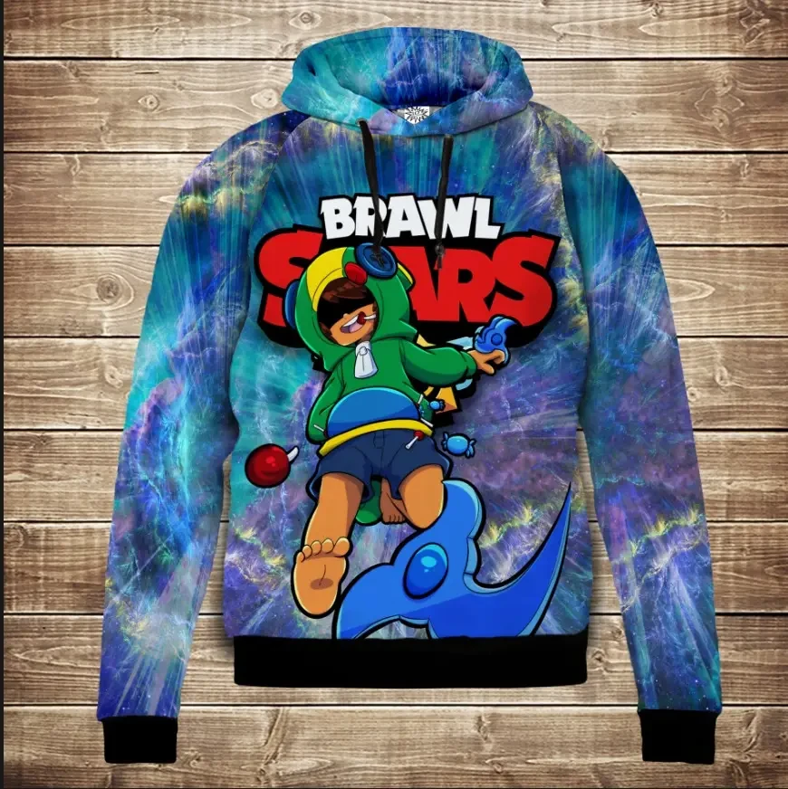 Толстівка 3D Бравл Старс Леон і спінер ВСІ Розміри Преміум тканина