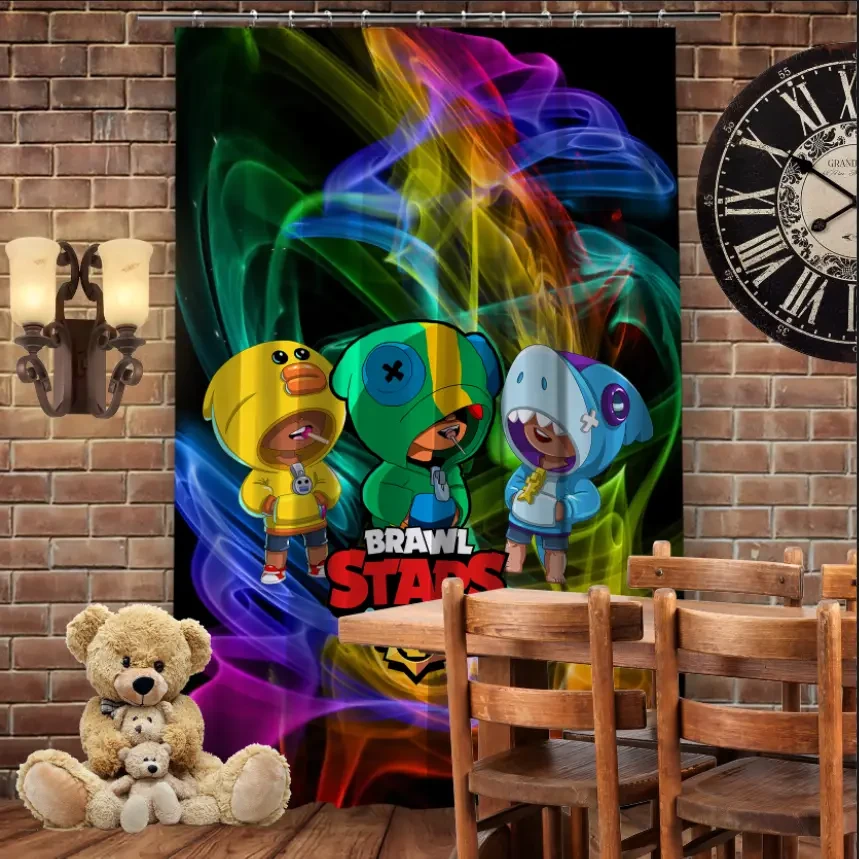 Штора 3D з принтом-Бравл Старс Три Леона