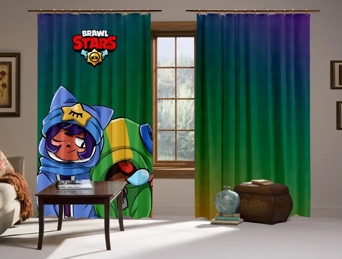 Штори 3D Бравл старс Леон і Сенді