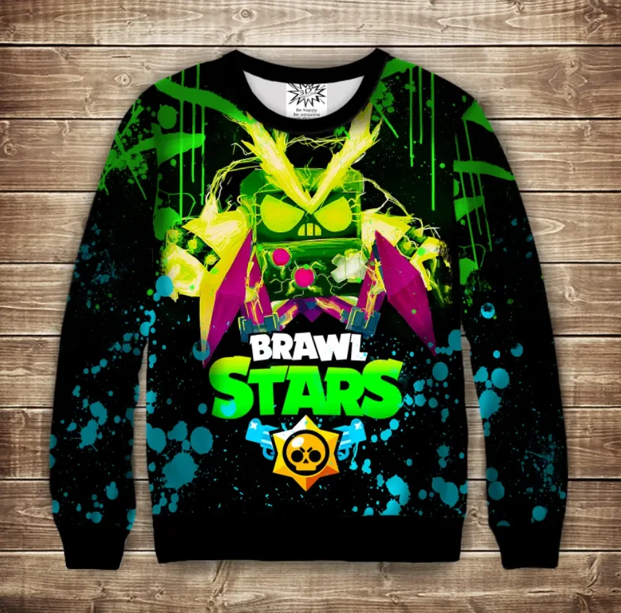 Світшот 3D Бравл Старc Вірус Неон ВСІ Розміри Преміум тканина