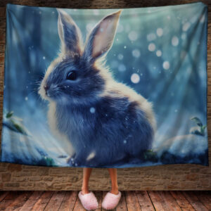 Плед з 3D принтом Зайчик в зимовому казковому лісі Символ 2023 150х200 см.