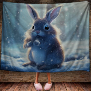 Плед з 3D принтом Зайчик в зимовому казковому лісі Символ 2023 150х200 см.