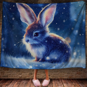 Плед з 3D принтом Зайчик в зимовому казковому лісі Символ 2023 150х200 см.