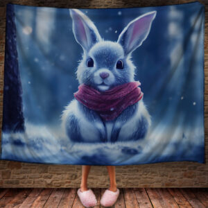 Плед з 3D принтом Зайчик в зимовому казковому лісі Символ 2023 150х200 см.