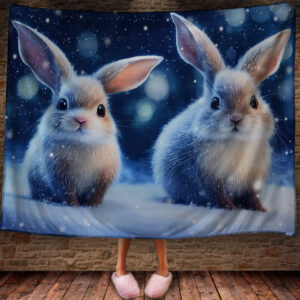 Плед з 3D принтом Зайчик в зимовому казковому лісі Символ 2023 150х200 см.