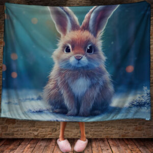 Плед з 3D принтом Зайчик в зимовому казковому лісі Символ 2023 150х200 см.