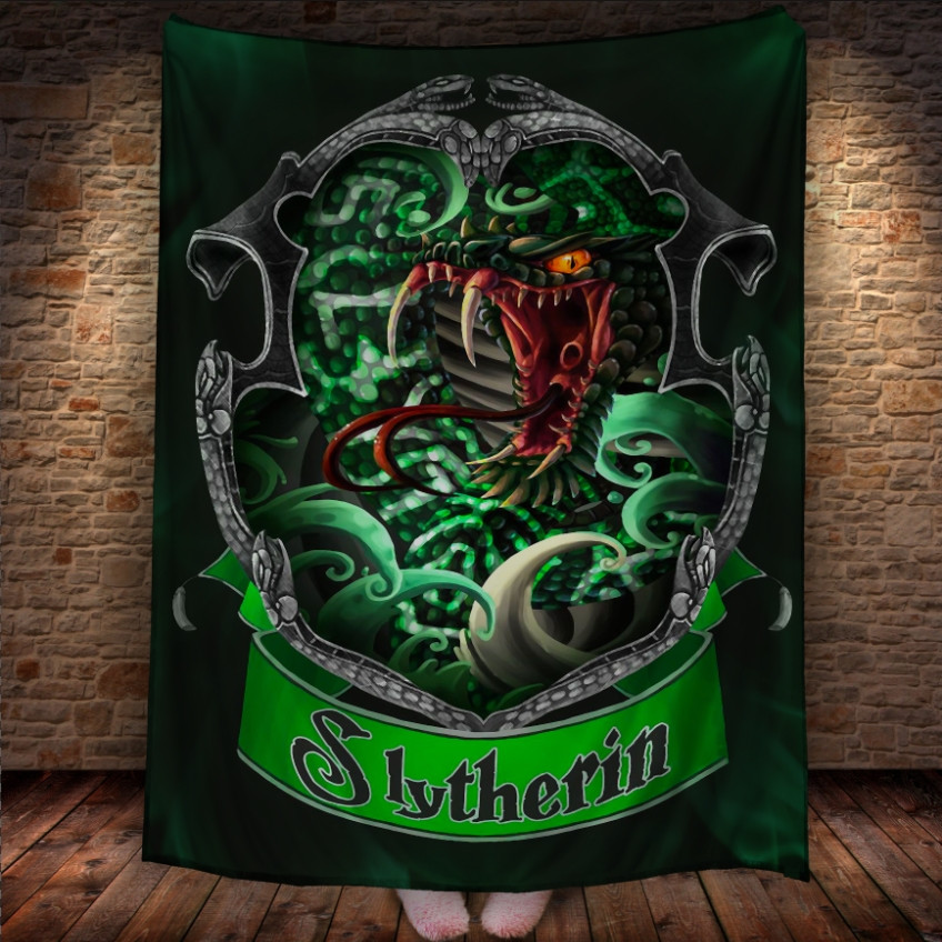 Плед з 3D принтом на тему - Факультет Слізерін. Гаррі Поттер 150х200 см.