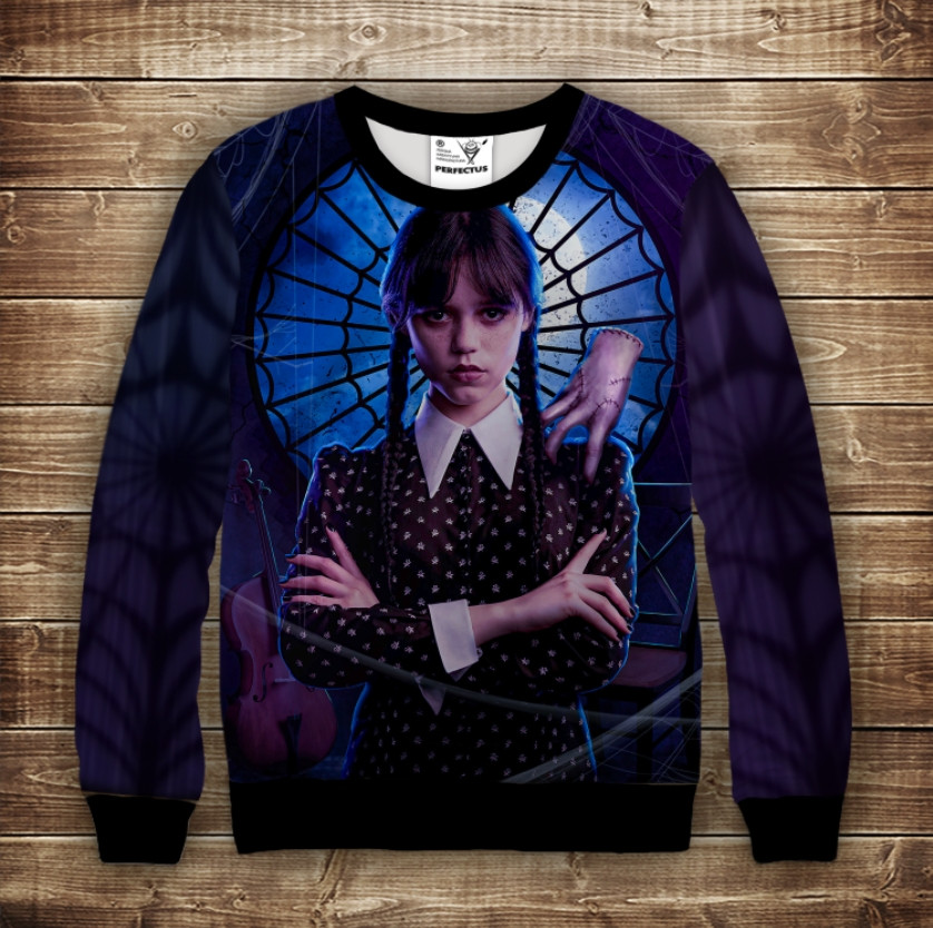 Світшот з 3D принтом Уэнздей Аддамс ВСІ Розміри Преміум тканина