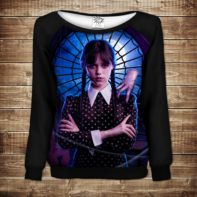 Світшот - реглан з 3D принтом на тему: Венздей Аддамс ВСІ Розміри Преміум тканина