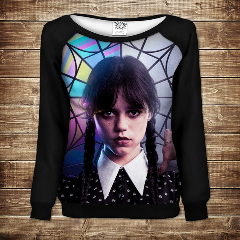 Світшот - реглан з 3D принтом на тему: Венздей Аддамс ВСІ Розміри Преміум тканина