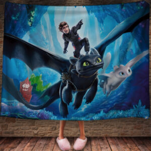 Плед з 3D принтом How to Train Your Dragon Всі герої серіалу 150х200 см.