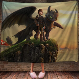 Плед з 3D принтом How to Train Your Dragon Всі герої серіалу 150х200 см.