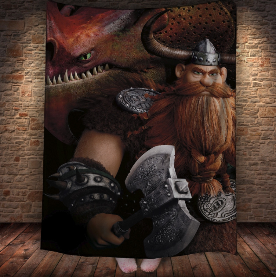 Плед з 3D принтом How to Train Your Dragon Вождь Стоїк 150х200 см.