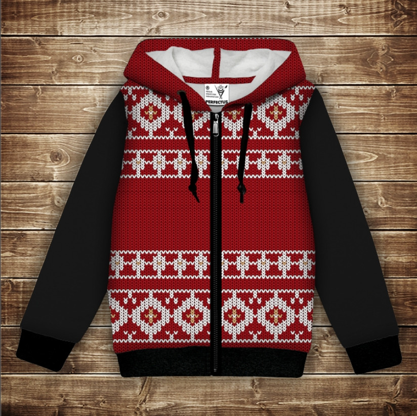 Худі з 3Д принтом Різдвяний (Скандинавський) етно орнамент. Дорослі і Дитячі розміри ВСІ Розміри Преміум тканина