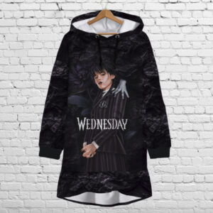 Плаття-худі рожеве з капюшоном і воланом Вензді Аддамс