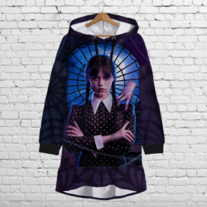 Плаття-худі рожеве з капюшоном і воланом Вензді Аддамс