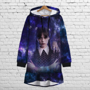 Плаття-худі рожеве з капюшоном і воланом Вензді Аддамс