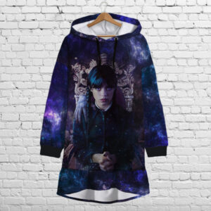 Плаття-худі рожеве з капюшоном і воланом Вензді Аддамс