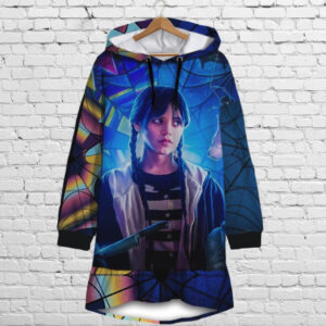 Плаття-худі рожеве з капюшоном і воланом Вензді Аддамс