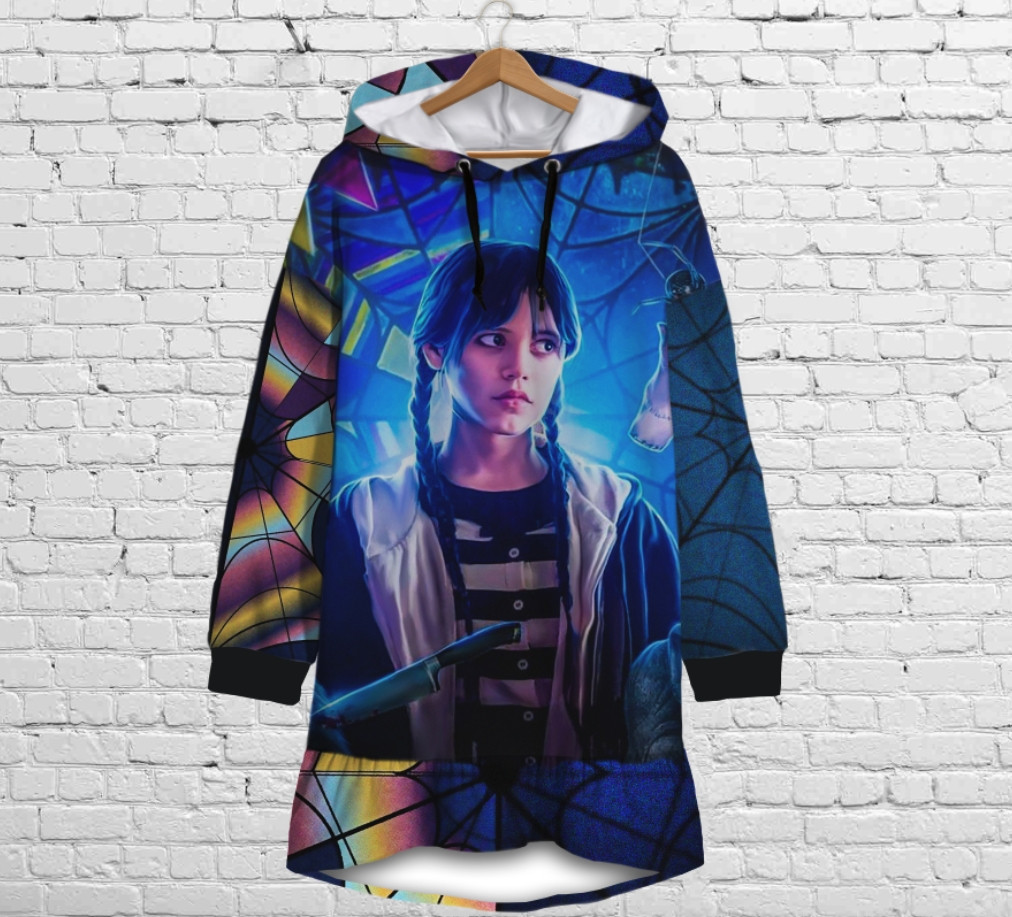 Плаття-худі рожеве з капюшоном і воланом Вензді Аддамс