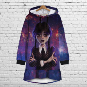 Плаття-худі рожеве з капюшоном і воланом Вензді Аддамс