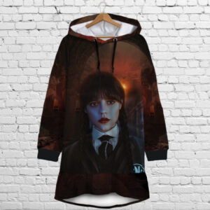 Плаття-худі рожеве з капюшоном і воланом Вензді Аддамс