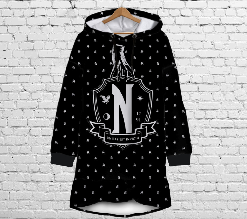 Плаття-худі з капюшоном і воланом Академія Невермор Венздей Аддамс і Річ (Wednesday Addams) Дитячі і дорослі розміри. ВСІ Розміри