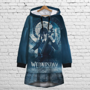 Плаття-худі рожеве з капюшоном і воланом Вензді Аддамс