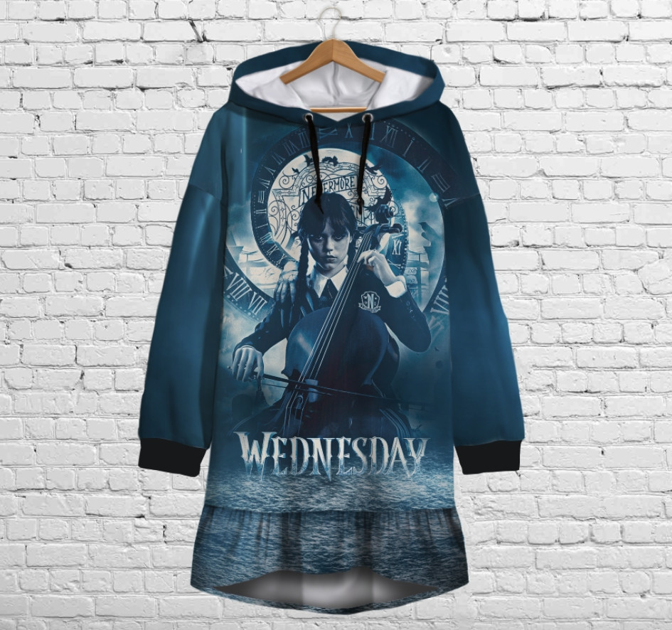 Плаття-худі рожеве з капюшоном і воланом Вензді Аддамс