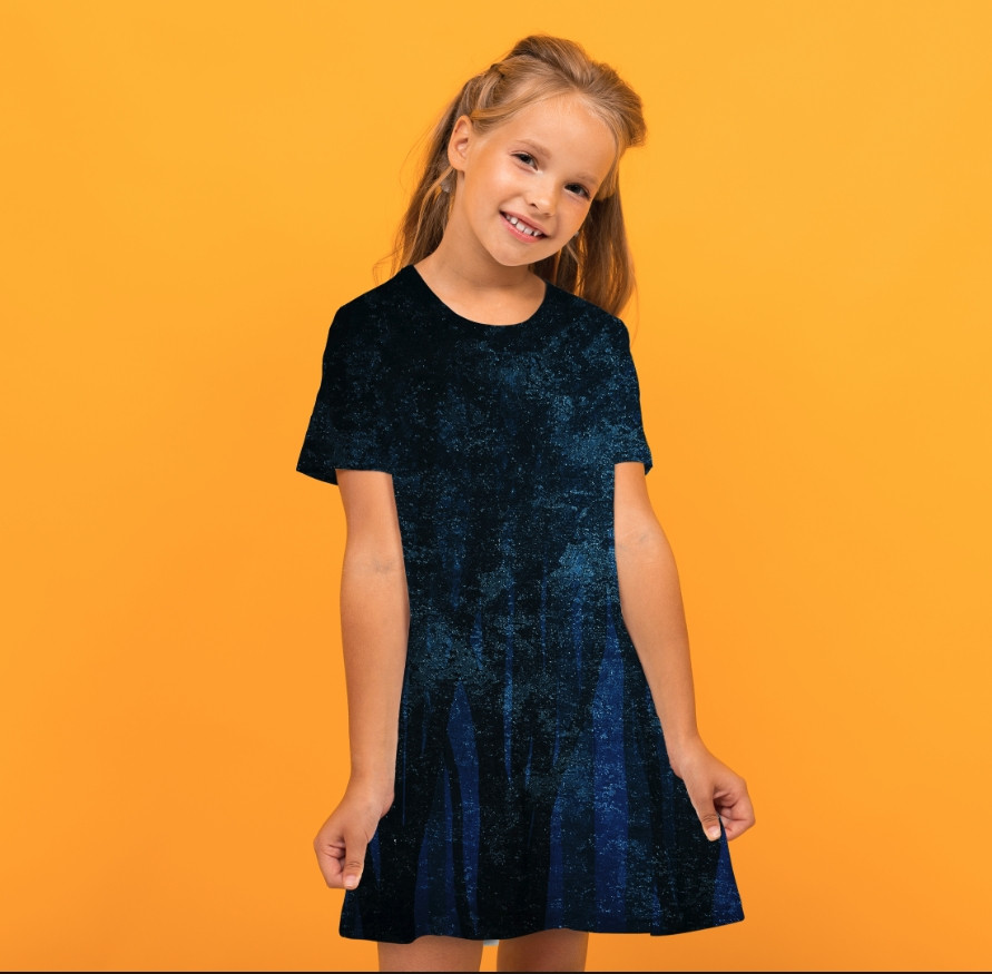 Плаття з воланом Космос Дитячі і дорослі розміри. ВСІ Розміри Преміум тканина