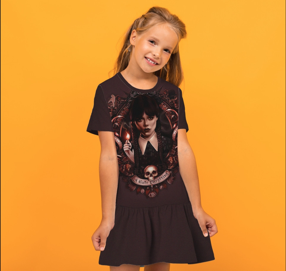 Плаття з воланом Венсдей Аддамс Wednesday Addams Дитячі і дорослі розміри. ВСІ Розміри Преміум тканина