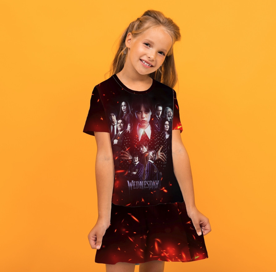 Плаття з воланом Венсдей Аддамс Wednesday Addams Дитячі і дорослі розміри. ВСІ Розміри Преміум тканина
