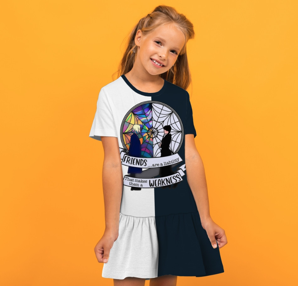 Плаття з воланом Еніт і Венсдей Аддамс Wednesday Addams Дитячі і дорослі розміри. ВСІ Розміри Преміум тканина